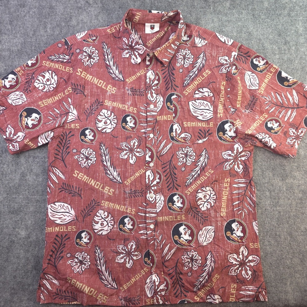 Wes & Willy Florida State Seminoles Shirt XL Short Sleeve Button Up‎ Maroon